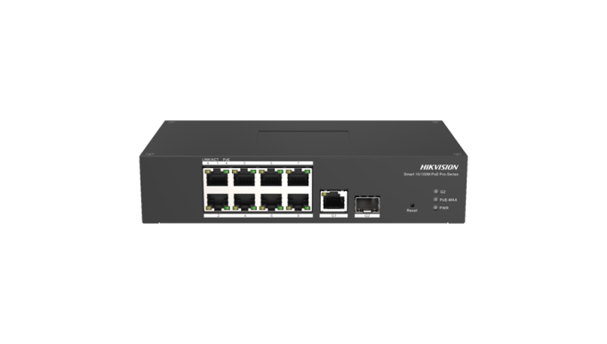 Switch Smart managed 8 porturi PoE, 2 porturi uplink SFP/RJ45 - Hikvision DS-3T1310P-SI-HS