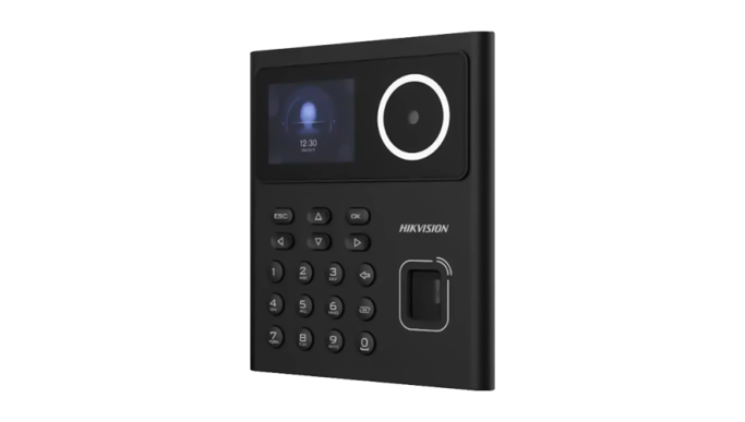 Terminal standalone control acces cu recunoaștere facială, amprentă, card MIFARE și PIN, cameră 2MP, ecran LCD color 2.4 inch - Hikvision DS-K1T320MFWX