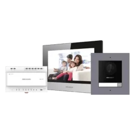 KIT videointerfon 2 fire pentru 1 familie, monitor 7 inch, Alarmă - HIKVISION DS-KIS702Y