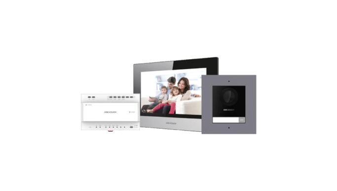 KIT videointerfon 2 fire pentru 1 familie, monitor 7 inch, Alarmă - HIKVISION DS-KIS702Y