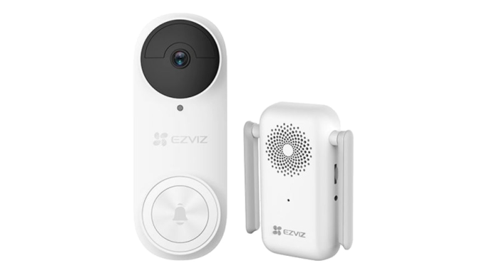 Kit sonerie video EZVIZ, conexiune Wi-Fi, rezoluție 3K, acumulator 5200mAh, PIR detecție mișcare, unghi vizualizare ultra-larg, slot SDcard CS-DB2-Pro-3K