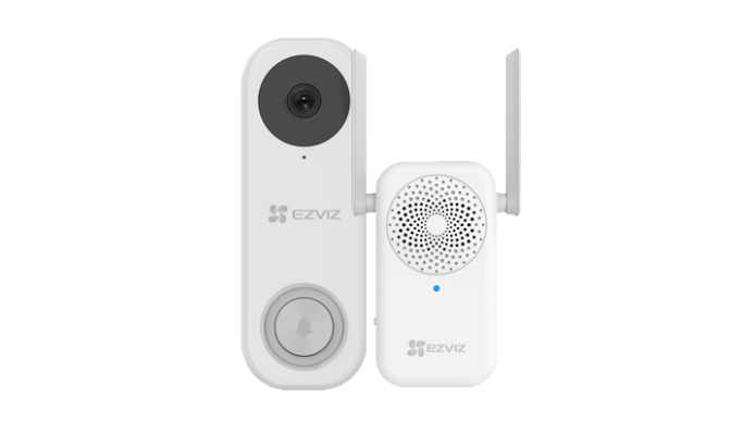 Kit sonerie video EZVIZ, conexiune Wi-Fi, rezoluție 3K, acumulator 5200mAh, PIR detecție mișcare, unghi vizualizare ultra-larg, slot SDcard CS-DB2-Pro-3K
