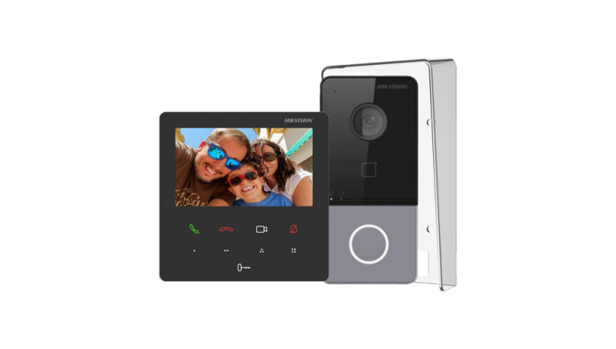 KIT videointerfon pentru 1 familie, Wi-Fi 2.4GHz, monitor 4.3 inch - HIKVISION DS-KIS606-P