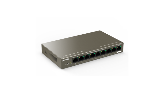 Switch 8 porturi PoE, 1 port uplink RJ45, 10/100Mbps - TENDA TND-TEF1109P-8-63W