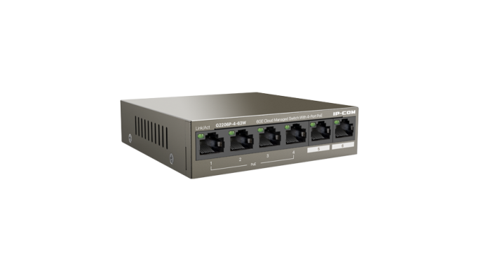 Switch 4 porturi Gigabit PoE+, 2 porturi RJ45 Gigabit, 58W, Management - IP-COM G2206P-4-63W