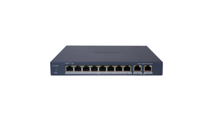 Switch 8 porturi PoE Gigabit, 2 porturi Gigabit, Smart Management - HIKVISION DS-3E1510P-EI