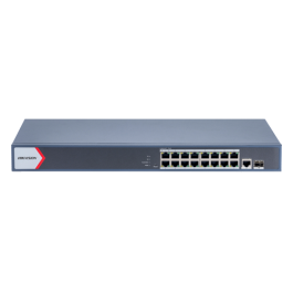 Switch 16 porturi PoE Gigabit, 1 port RJ45 Gigabit, 1 port SFP Gigabit, Smart Management - Hikvision DS-3E1518P-EI