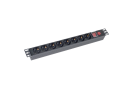 PDU 8 prize Schuko, 19'', 1U, aluminiu cu protecție - ASYTECH Networking ASY-PDU-8