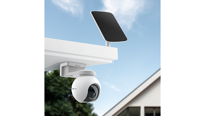 Cameră IP Pan&Tilt, conectivitate 4G, baterie 10.400 mAh, rezoluție 2K, Audio bidirecțional, GPS, SD card, Panou Solar - EZVIZ CS-EB8-4G-2K-PS(kit)