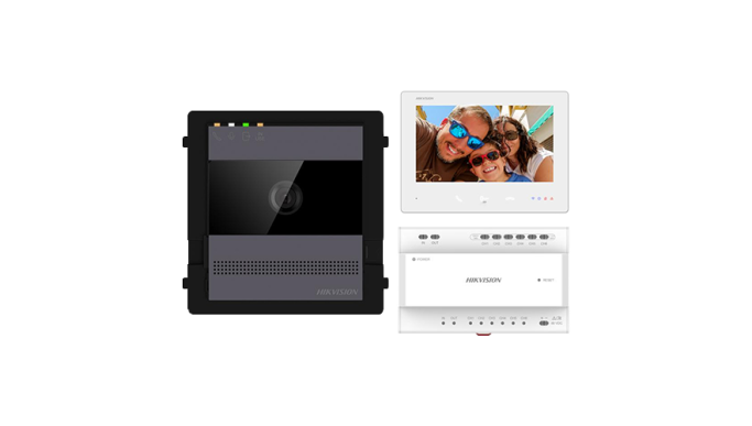 KIT videointerfon 2 fire pentru 1 familie, monitor 7 inch, Alarmă, IK08, Card 32GB, Al - HIKVISION DS-KIS704EY-AL