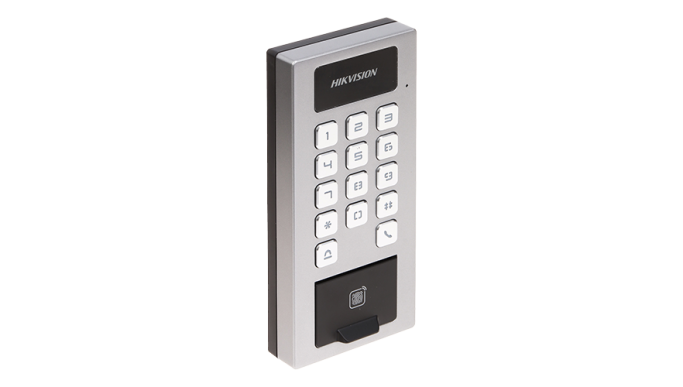 Terminal control acces și interfon cu tastatură, cititor card, amprentă, BT, Wi-Fi - HIKVISION DS-K1T502DBFWX