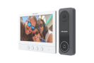 Kit videointerfon analogic, ecran 7', conectare 4 fire pentru 1 familie, IR - Hikvision DS-KIS212