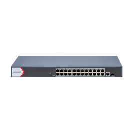 Switch 24 porturi PoE Gigabit, 1 port SFP Gigabit, 1 port RJ45 Gigabit, 1U, management - Hikvision DS-3E1526P-EI-M