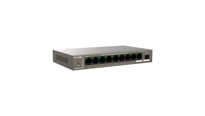 Switch 8 porturi PoE Gigabit, uplink 1 x RJ45 + 1 x SFP Gigabit, 92W, Cloud Management - IP-COM G2210P-8-102W