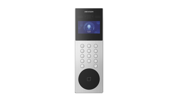 Videointerfon TCP/IP pentru blocuri și spații birouri, 4.3" touch screen, 2x 2MP, Recunoaștere facială, Card, Alarmă - HIKVISION DS-KD9203-ME6