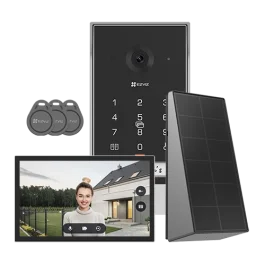 Kit video-interfon, Monitor tactil 7 inch, cameră 2K, IR 5m, SDcard, Wi-Fi5, Panou Solar - EZVIZ CS-EP7-3MP-SP