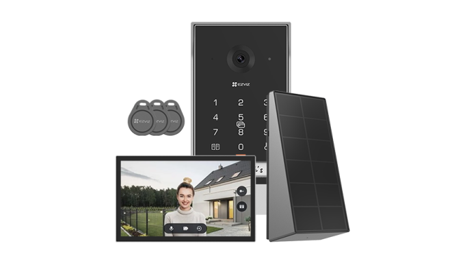 Kit video-interfon, Monitor tactil 7 inch, cameră 2K, IR 5m, SDcard, Wi-Fi5, Panou Solar - EZVIZ CS-EP7-3MP-SP Kit video-interfon, Monitor tactil 7 inch, cameră 2K, IR 5m, SDcard, Wi-Fi5, Panou Solar - EZVIZ CS-EP7-3MP-SP