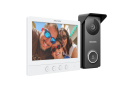 Kit videointerfon analogic, ecran 7', conectare 4 fire pentru 1 familie, IR, IK08 - Hikvision DS-KIS213