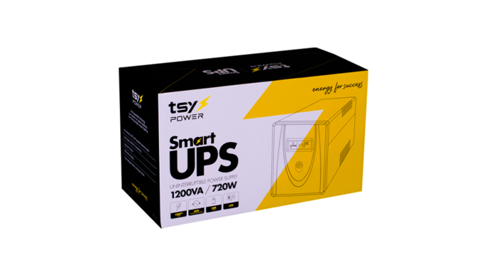 UPS TSY Power, 1200VA/720W, LCD, AVR-repornire automată, Management, 4 x Schuko, 2 x RJ45, 1 x USB type B TSY-MP-1K2-LCD