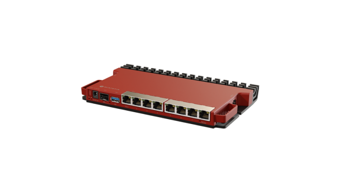 Router 8 porturi Gigabit, 1 port PoE IN, 1 port PoE Out, SFP 2.5G, NAND, USB, 1U – MikroTik L009UiGS-RM