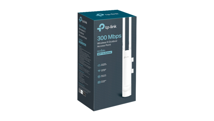 Access Point exterior, Wi-Fi 4, 300 Mbps, 3 dBi, 1 x RJ45 10/100 Mbps, PoE pasiv - TP-Link Omada EAP110-Outdoor