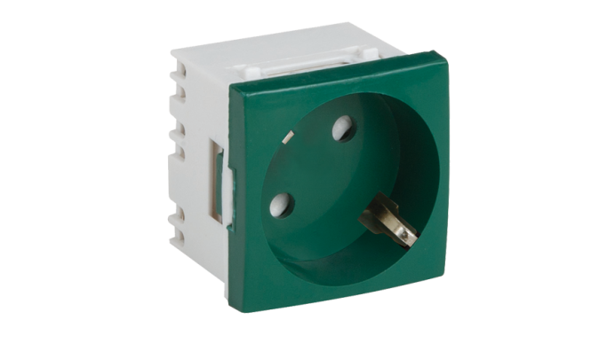 Priză modulară schuko cu împământare, verde - DLX DLX-245-42