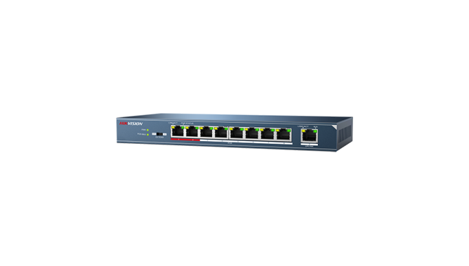 Switch 8 porturi PoE, 1 port uplink - Hikvision DS-3E0109P-E-M