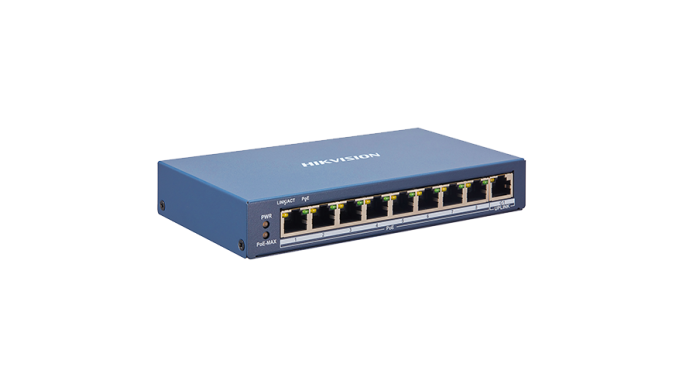 Switch 8 porturi PoE, 1 port uplink RJ45, Smart Management - Hikvision DS-3E1309P-EI