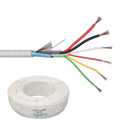 Cablu de alarmă 6 fire ecranate + alimentare 2x0.75, cupru integral, 100m 6CUEF+2x0.75