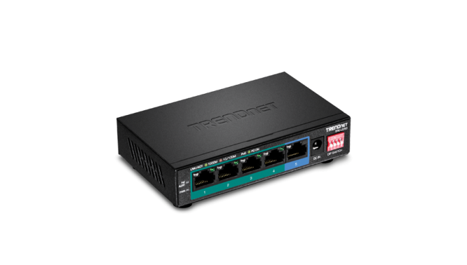 Switch 4 porturi Gigabit Long Range 200m PoE+, 1 port Gigabit - TRENDnet TPE-LG50