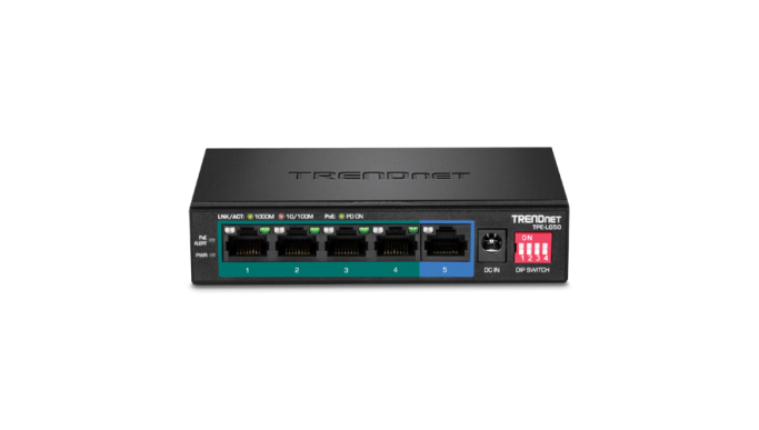 Switch 4 porturi Gigabit Long Range 200m PoE+, 1 port Gigabit - TRENDnet TPE-LG50