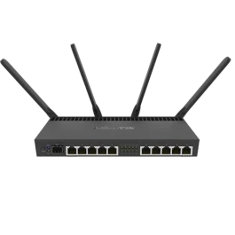 Router 10 x Gigabit, 1 x SFP+ 10Gbps, PoE IN/OUT, RouterOS L5, Wi-Fi - MikroTik RB4011iGS+5HacQ2HnD-IN