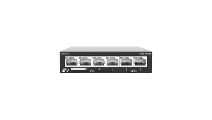 Switch 4 porturi PoE, 2 porturi uplink RJ45 – UNV NSW2020-6T-POE-IN